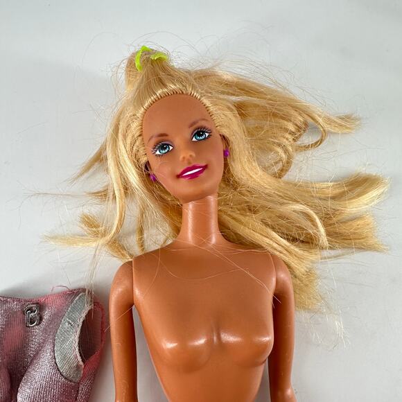 Mattel Barbie Doll 1966 Body Blonde Pink Metallic Dress Silver B Logo - Picture 6 of 8